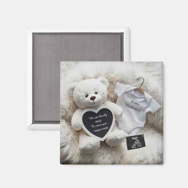 Íman Presente minimalista branco para anúncio de gravid (Front/Back)