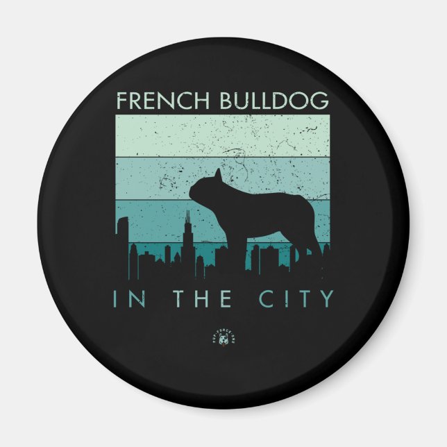 Íman Presente no cão | Bulldog Francês Na Cidade (Frente)