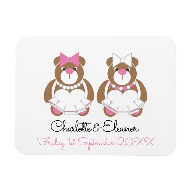 Íman Presente ou favor do Urso de Teddy Brides de Casam (Horizontal)