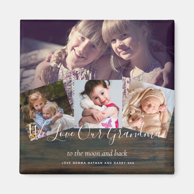 Íman Presente Para Avó Vovô Colagem Fotográfica Avô Avô (Frente)