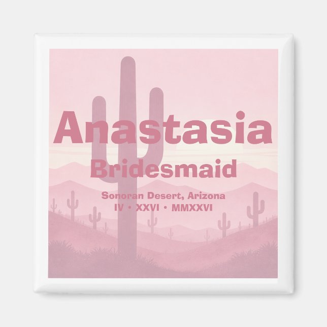 Íman Presente para Dama de Honrosa Rosa – Dama de Honro (Frente)