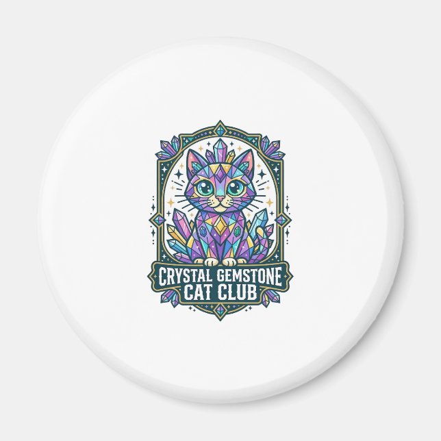 Íman Presente para Mãe de Gato com Cristal Gemstone - C (Frente)