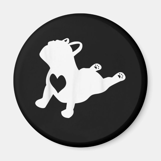 Íman Presente para o Bulldog Yoga Pose Love Heart Worko (Frente)