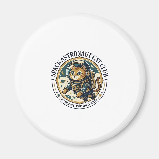 Íman Presente para Pai de Gato Astronauta Espacial - As (Frente)