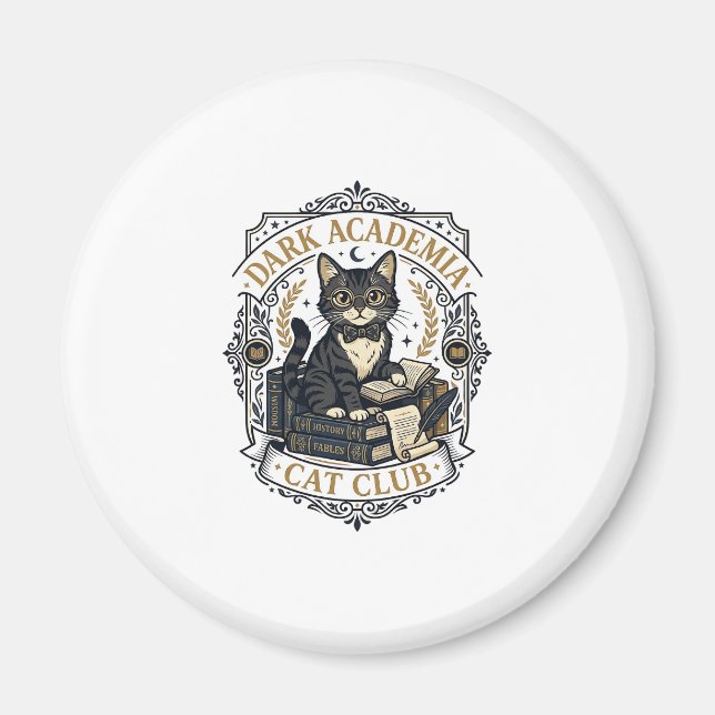 Íman Presente para Pai de Gato da Dark Academia - Dark  (Frente)