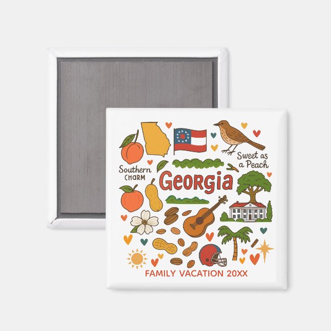 Íman Presente Personalizado da Viagem Familiar na Geórg (Front/Back)