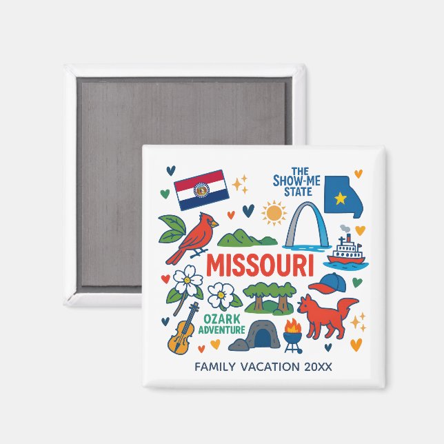 Íman Presente Personalizado da Viagem Familiar no Misso (Front/Back)