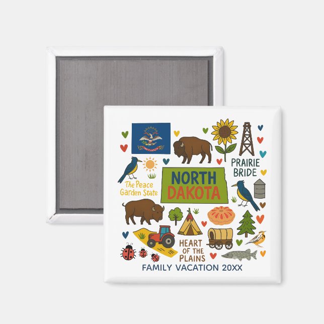 Íman Presente Personalizado de Viagem Familiar em Dakot (Front/Back)