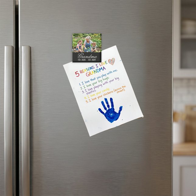 Íman Presente Personalizado Jardim da Vovó com Foto (Personalized Grandma Garden Photo Keepsake Magnet)