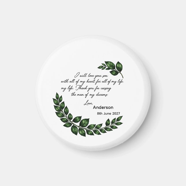 Íman Presente personalizado para a mãe do noivo ou noiv (Frente)