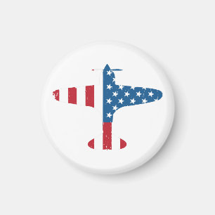 Íman Presente Piloto Veterano Bandeira EUA Aeronave Avi