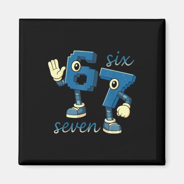 Íman Presente Retro Seis Sete Número Meme Brainrot Para (Frente)