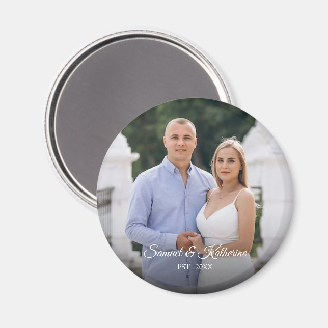 Íman Presente Romântico de Foto Personalizada com Nomes (Front/Back)