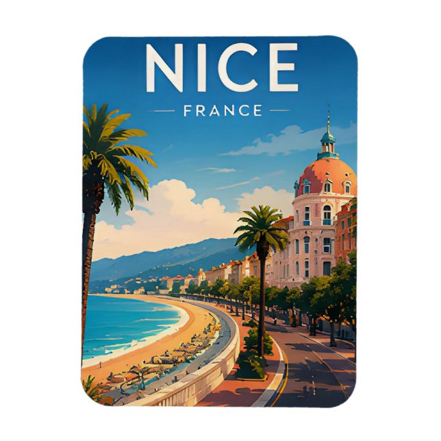 Íman Presente Viagem Nice França Riviera Litorânea (Vertical)