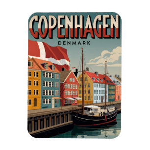 Íman Presentes coloridos de casas vintage em Copenhague