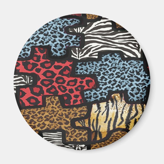 Íman Presentes com Estampa de Puzzle Leopardo Zebra Roc (Frente)