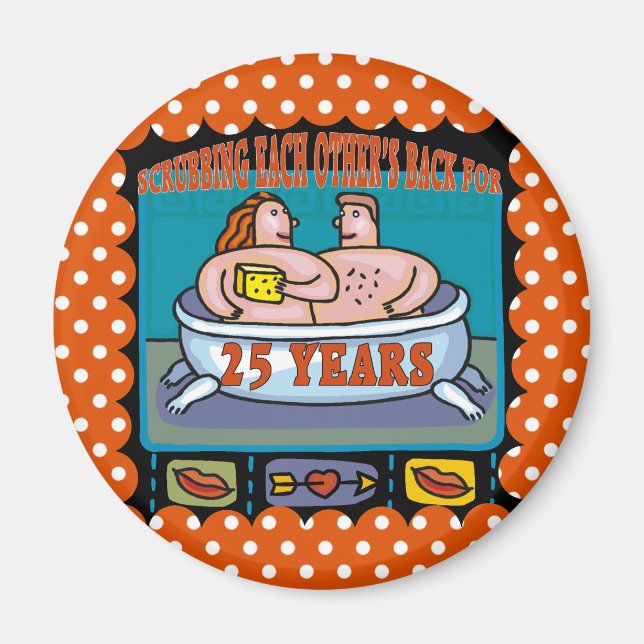 Íman Presentes de 25 de Aniversário (Frente)