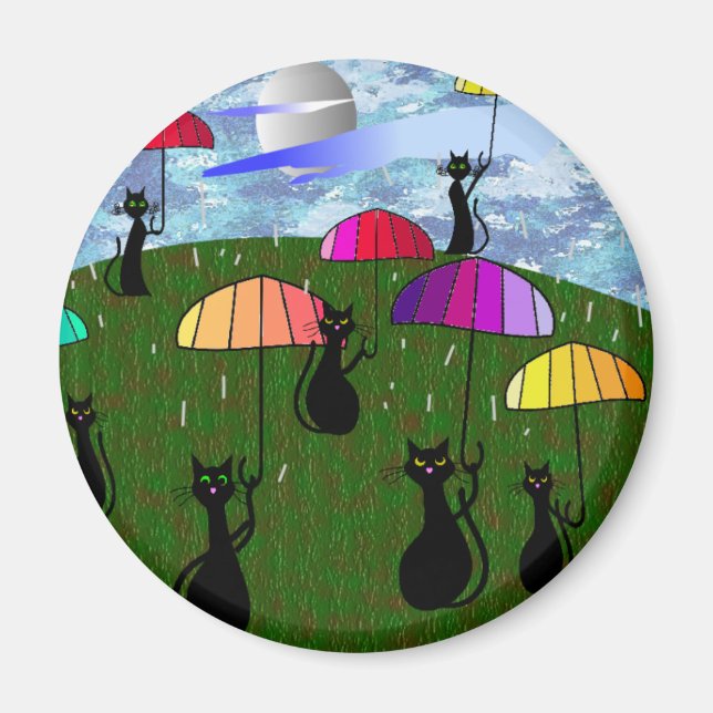 Íman Presentes de Arte de Adolescentes de Gato Negro (Frente)