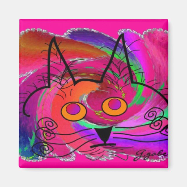 Íman Presentes de Arte de Adolescentes de Gato Negro (Frente)