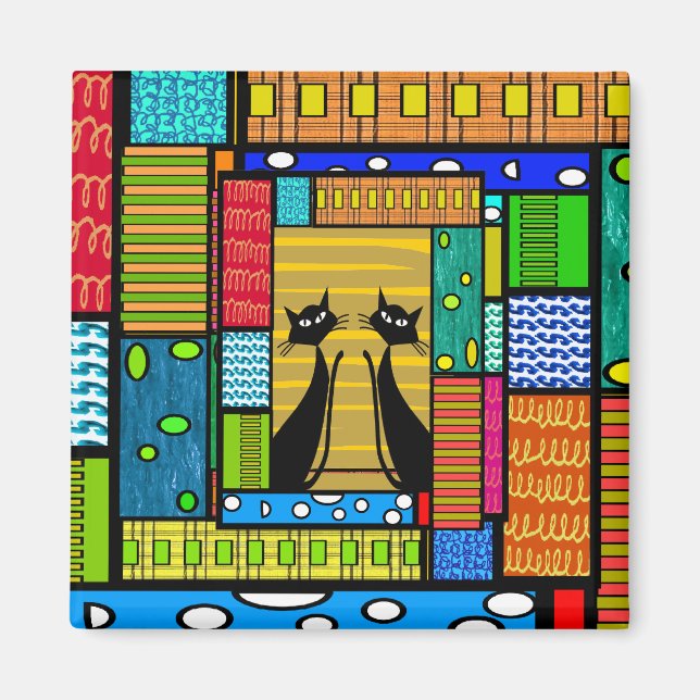 Íman Presentes De Arte De Gatos Imaginosos (Frente)