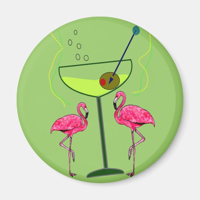 Íman Presentes de Arte Tropical Flamingo (Frente)