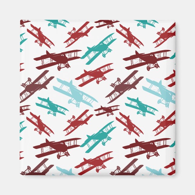 Íman Presentes De Aviador De Padrões De Avião De Biplan (Frente)