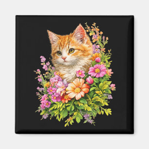 Íman Presentes de Gato de Jardim de Gatinho Floral Fofo