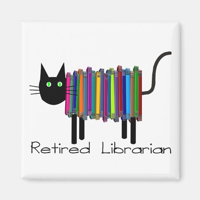 Íman Presentes de Gato do Livro Bibliotecário Aposentad (Frente)