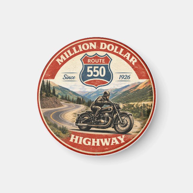 Íman Presentes de motocicleta da Million Dollar Highway (Frente)
