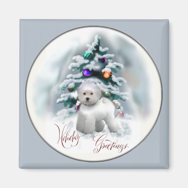 Íman Presentes de Natal Bichon Frise (Frente)