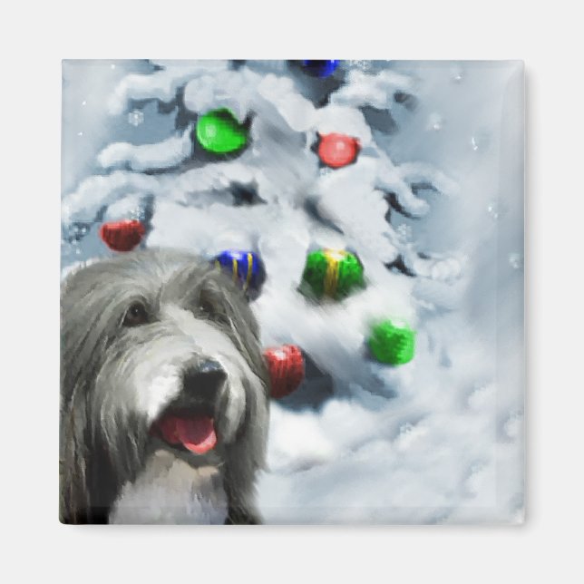 Íman Presentes de Natal Collie (Frente)