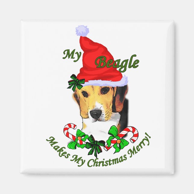 Íman Presentes de Natal de Beagle (Frente)