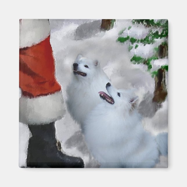 Íman Presentes de Natal de Cachorro Eskimo Americano (Frente)