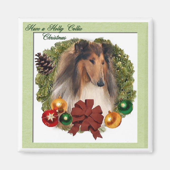 Íman Presentes de Natal de Collie (Frente)