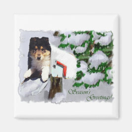 Íman Presentes de Natal de Collie Tripla Collie