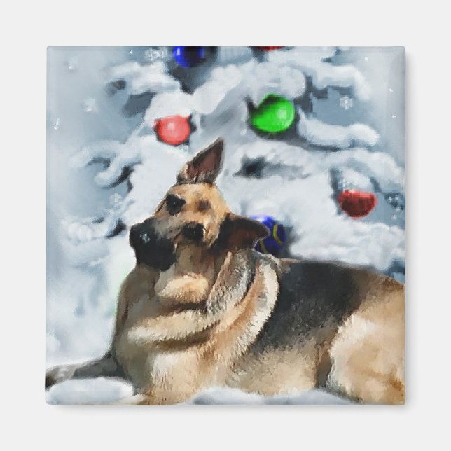 Íman Presentes de Natal de german shepherd (Frente)