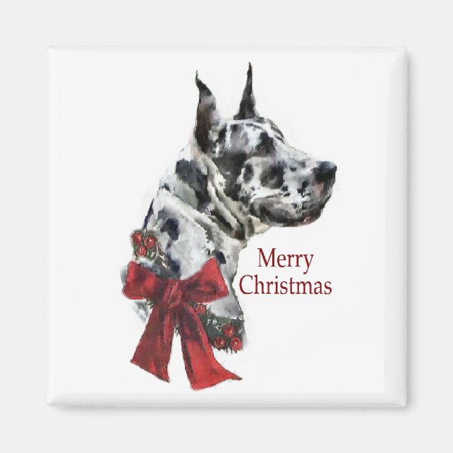 Íman Presentes de Natal de Harlequin Great Dane (Frente)
