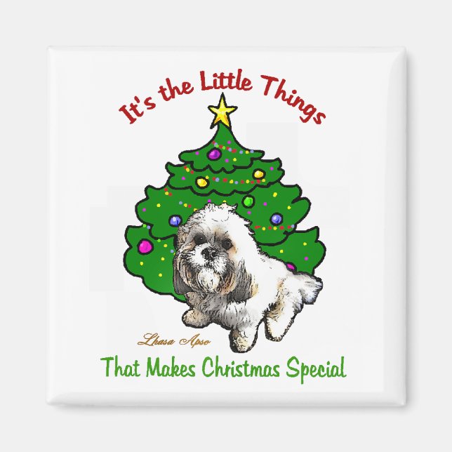 Íman Presentes de Natal de Lhasa Apso (Frente)