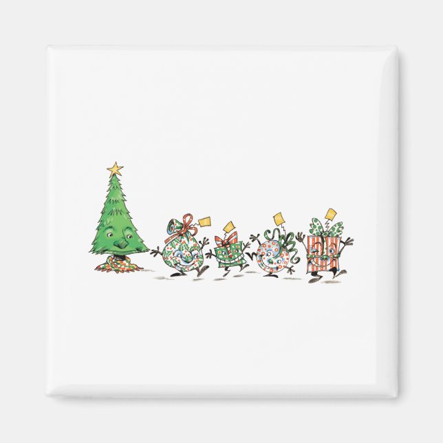 Íman Presentes de Natal e Árvore Dançantes de Desenho A (Frente)