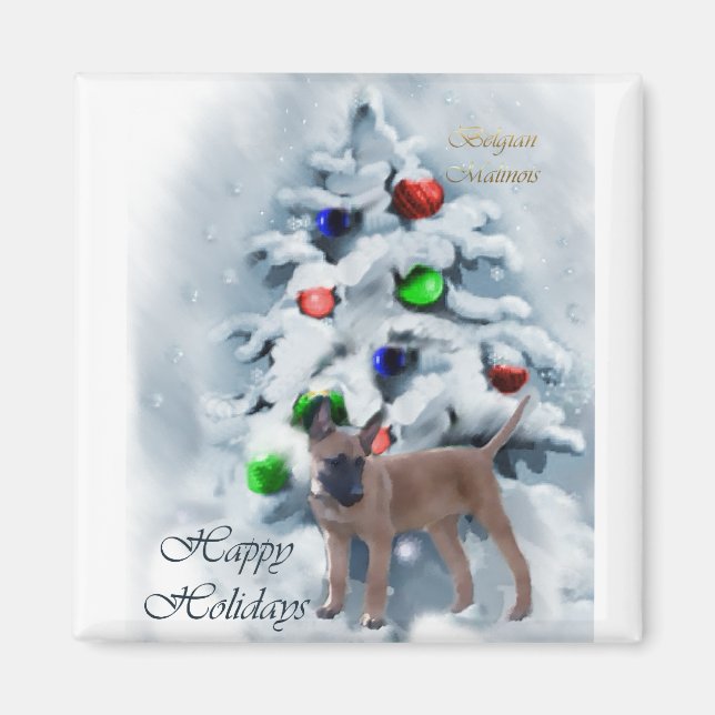 Íman Presentes de Natal em Malinois belgas (Frente)
