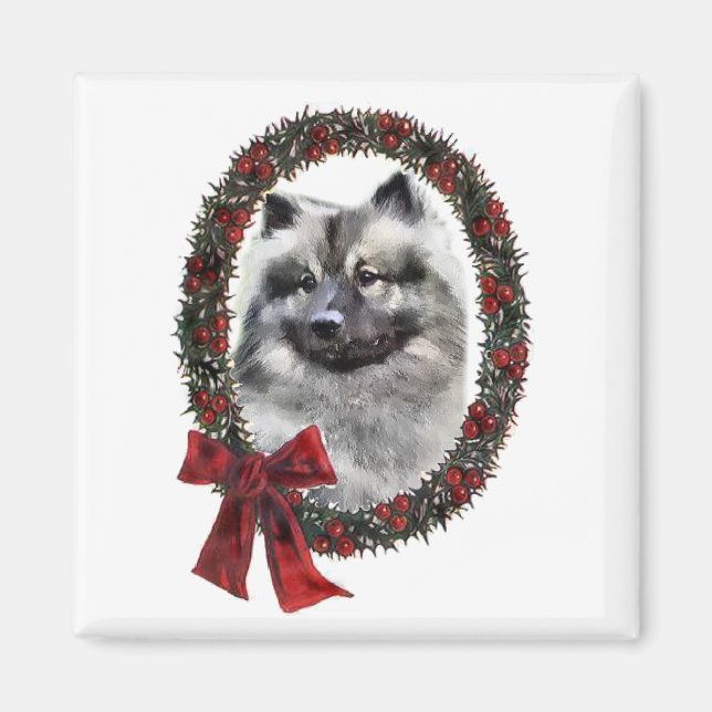 Íman Presentes de Natal Keeshond (Frente)