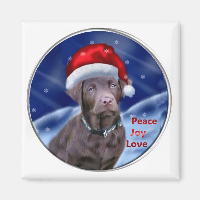 Íman Presentes de Natal para Labrador de Chocolate (Frente)