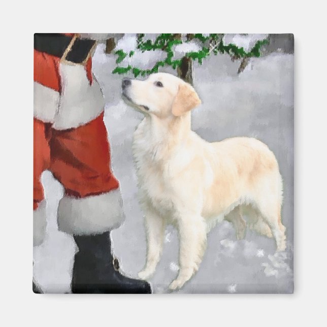 Íman Presentes de Natal para ouro Retriever (Frente)