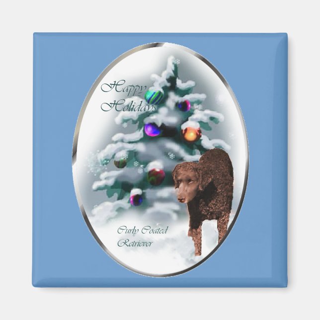 Íman Presentes de Natal para Retriever Revestidos Curly (Frente)