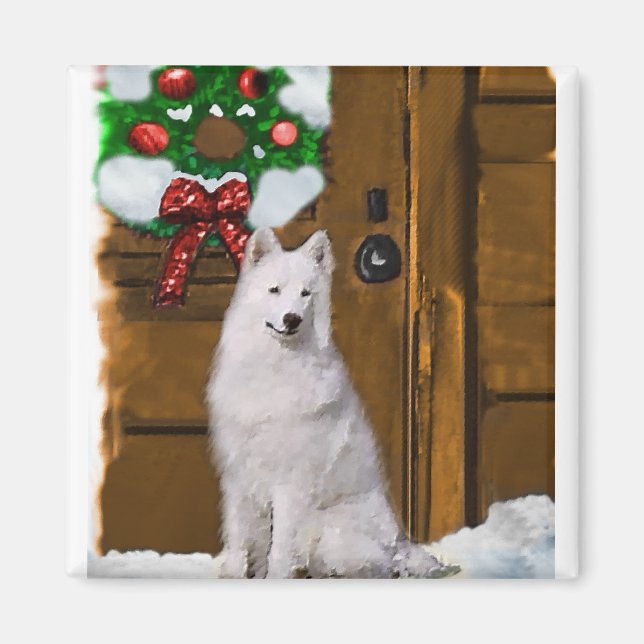 Íman Presentes de Natal Samoyed (Frente)