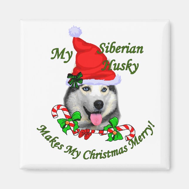 Íman Presentes de Natal Siberianos Husky (Frente)