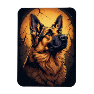 Íman 🐾 Presentes de retrato de cão pastor alemão 🐾