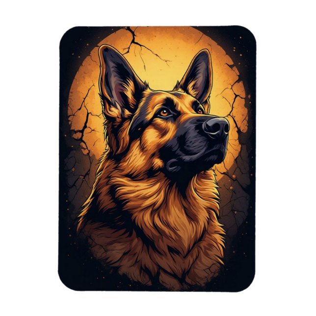 Íman 🐾 Presentes de retrato de cão pastor alemão 🐾 (Vertical)