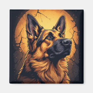 Íman 🐾 Presentes de Retrato de Cão Pastor Alemão 🐾