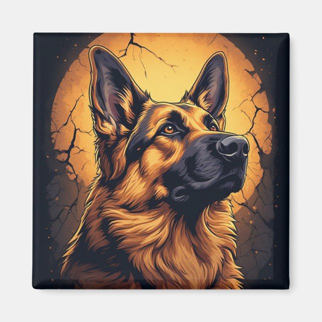 Íman 🐾 Presentes de Retrato de Cão Pastor Alemão 🐾 (Frente)